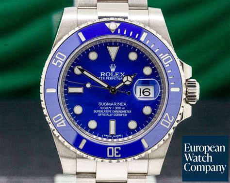 rolex submariner blue white gold.